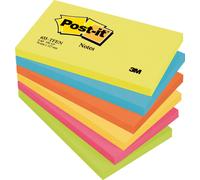 3M Post-it Notes 655TFEN, 127 x 76 mm, vert fluo, orange fluo, ultra bleu, ultra jaune, ultra rose, 6 blocs de 100 feuilles x12 morceau