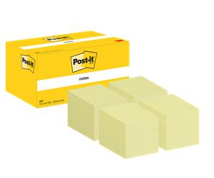 3M Post-it Notes, jaune, 38 mm x 51 mm, 100 feuilles/bloc, emballage carton, 100% PEFC, SGSCH-PEFC-COC-110078 x96 morceau