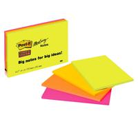 3M Post-it Super Sticky Meeting Notes 6445-4SS, 152 mm x 101 mm, vert fluo, orange fluo, ultra jaune, ultra rose, 4 blocs de 45 feuilles x24 morceau