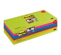 3M Post-it Super Sticky Notes Promotion 4690-SSUC-P4+2 6 blocs de 90 feuilles à prix avantageux, vert fluo, rose ultra, jaune, bleu, orange fluo, 101 mm x 152 mm, ligné, certifié PEFC x6 morceau
