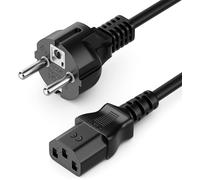 3m Power Cable Electrical Cord Plug with Protective Contact Type F (CEE 7/4) to Cold Appliance Socket C13 Female PC Computer Monitor Printer Beamer - Black
