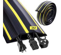 3m Protection Câble avec 3 Passages Câbles, 83 * 17mm Joint Porte Garage, Couvre Protecteur Goulotte Plancher, Passe Câble Sol pour Bureaux, Usines, Entrepôt, Garages, Atelier, Concert(Noir & Jaune)