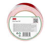 3M Ruban adhésif vinyle 767 hachuré rouge/blanc, 50 mm x 33 m