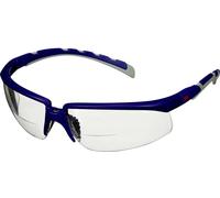 Lunettes de protection 3M Solus 2000, monture bleue/grise, traitement anti-rayures/antibuée, écran incolore avec zone de lecture intégrée (bifocale) pour un travail de précision sur les détails, 2,5 dioptries, S2025AF-BLU x20 morceau
