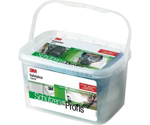 3M Safety Box #1000M 1x demi-masque 6200M, 2x filtres à gaz 6055, 4x. Filtre à particules 5925, 2x couvercles 501, 2x masques à particules 9322, 1x casque antibruit à branches 1310, 2 paires de boucho