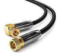 3m SAT Antenna Cable Satellite Coaxial Cable - HDTV Full HD - F Connector Angled 90° to Straight F Connector - Black