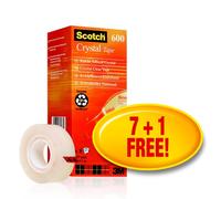 3M Scotch Crystal ruban adhésif Promotion, 8 rouleaux 19 mm x 33 m x20 morceau