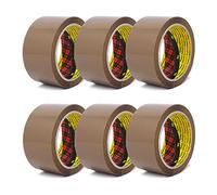 3M Scotch Lot de 6 rouleaux de ruban adhésif d'emballage 305 PP, déroulement silencieux, qualité 3M, 66 m x 50 mm, marron