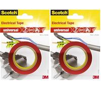 3M Scotch Ruban Electrique 10 m x 15 mm Rouge (Lot de 2)