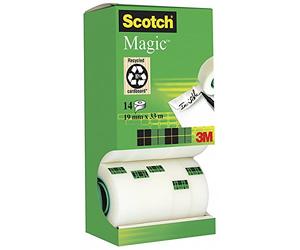 3M SCOTCH Tour distributrice de14 rouleaux adhésifs invisibles Magic 810-19 mm x 33 m