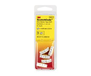 3M ScotchCode SDR-SYM Rouleaux de recharge de marqueurs de câbles, symboles 'L1', 'L2', 'L3', 'N', 'ERDE', pack de 5 x10 morceau