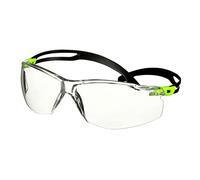 3M SecureFit 500 Lunettes de sécurité, monture verte, revêtement antibuée/antirayure Scotchgard (K&N), optique transparente, SF501SGAF-GRN-EU