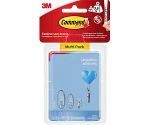 3M Strips Command, pack multiple transparent Contenu: 16 parties