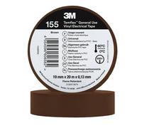 3M Temflex 155 Ruban électrique isolant en vinyle, brun, 19 mm x 20 m, 0,13 mm x100 morceau