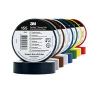 3M Temflex 155 Ruban isolant électrique en vinyle, arc-en-ciel, 1 rouleau de chaque couleur : blanc, rouge, noir, vert, bleu, jaune, gris, marron, 19 mm x 20 m, 0,13 mm x10 morceau