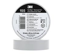 3M Temflex 155 Ruban isolant électrique en vinyle, blanc, 19 mm x 20 m, 0,13 mm x100 morceau