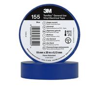 3M Temflex 155 Ruban isolant électrique en vinyle, bleu, 19 mm x 20 m, 0,13 mm x100 morceau