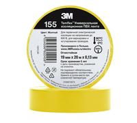 3M Temflex 155 Ruban isolant électrique en vinyle, jaune, 19 mm x 20 m, 0,13 mm x100 morceau