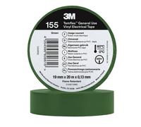 3M Temflex 155 Ruban isolant électrique en vinyle, vert, 19 mm x 20 m, 0,13 mm x100 morceau