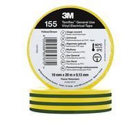3M Temflex 155 Vinyle ruban électrique isolant, vert/jaune, 19 mm x 20 m, 0,13 mm x100 morceau