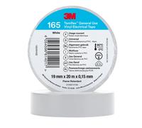 3M Temflex 165 Ruban électrique isolant en vinyle, blanc, 19 mm x 20 m, 0,15 mm x100 morceau