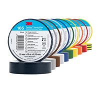 3M Temflex 165 Ruban isolant électrique en vinyle, arc-en-ciel, 1 rouleau de chaque couleur : blanc, rouge, noir, vert, bleu, jaune, gris, brun, 15 mm x 10 m, 0,15 mm x10 morceau