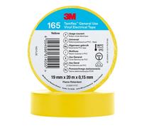3M Temflex 165 Ruban isolant électrique en vinyle, jaune, 19 mm x 20 m, 0,15 mm x100 morceau