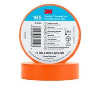 3M Temflex 165 Ruban isolant électrique en vinyle, orange, 19 mm x 20 m, 0,15 mm x100 morceau