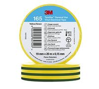 3M Temflex 165 Ruban isolant, en vinyle, vert, jaune, 0,152 mm x 19 mm x 20 m