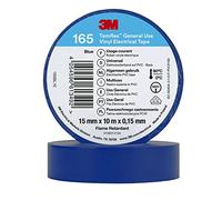 3M Temflex de ruban adhésif électrique en vinyle 165 bleu 15 mm x 10 m, 100 rouleaux
