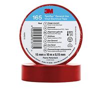 3M Temflex de ruban adhésif électrique en vinyle 165, rouge, 15 mm x 10 m, 100 rouleaux