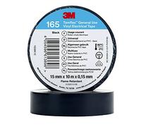 3M Temflex de ruban adhésif électrique en vinyle noir 15 mm x 10 m, 100 rouleaux