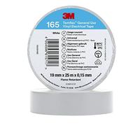 3M Temflex de ruban adhésif en vinyle 165 Blanc 19 mm x 25 m, 10 rouleaux