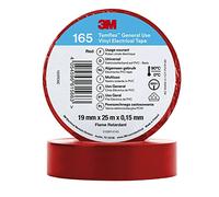 3M Temflex de ruban adhésif en vinyle 165 Rouge 19 mm x 25 m, 10 rouleaux