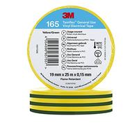 3M Temflex de ruban adhésif en vinyle 165 Vert/jaune 19 mm x 25 m, 10 rouleaux