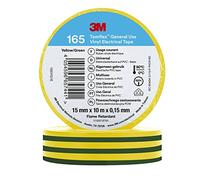 3M Temflex de ruban adhésif vinyle 165 vert/jaune 15 mm x 10 m, 100 rouleaux