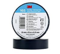 3M Temflex de ruban isolant en vinyle Noir 25 mm x 25 m, 10 rouleaux