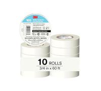 3M Temflex Lot de 10 rouleaux de ruban adhésif électrique multifonction en vinyle 165, blanc, 19 mm x 18 m