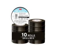 3M Temflex Lot de 10 rouleaux de ruban adhésif électrique multifonction en vinyle Noir 19 mm x 18 m