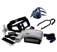 3M TR-619+ Kit de démarrage Versaflo comprenant TR-602E, accessoires, 3M Versaflo tuyau d'air BT-64 version lourde et robuste et 3M 7502M demi-masque corps silicone / polyester thermoplastique taille