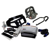 3M TR-619+ Kit de démarrage Versaflo comprenant TR-602E, accessoires, 3M Versaflo Tuyau d'air BT-64 version lourde et robuste et 3M 6900L Corps de masque intégral Élastomère thermoplastique/Polypropyl