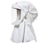 Cagoule légère à usage unique 3M Versaflo S533S avec support de tête intégré, blanche, matériau robuste, ne crépitant pas et ne peluchant pas, protection supplémentaire pour le cou et les épaules, tai