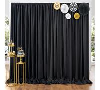 3m x 3m Thick Black Background Party Curtains, 2 pièces de Black Polyester Wedding Background Birthday Photos Party Home Decoration.