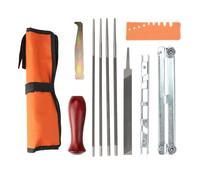3mirrors Kit d'affûtage universel pour tronçonneuse avec limes rondes de 5/32" (4 mm), 3/16" (4,8 mm), 13/64" (5,2 mm) et 7/32" (5,5 mm), lime plate, poignée, guide de classement et pochette