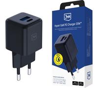 3mk Chargeur Hyper GaN 20W QC4+ PD PPS USB-C USB-A Noir