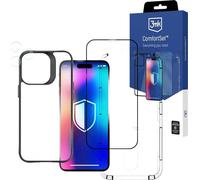 3mk Comfort Set- Housse de protection, écran en verre trempé, lentille de caméra en verre hybride pour iPhone 14 Pro Max