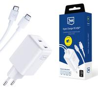3mk Hyper Charger PD 45W+Câble USB C to C Blanc (5903108561969)