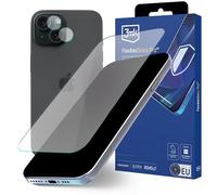 3mk Kit de Protection pour iPhone 15 - Verre Hybride FlexibleGlass Incassable + Protection pour Objectif | Film en Verre Trempé | Film Protection Ecran Vitre FABRIQUÉ EN UE (Apple iPhone 15)