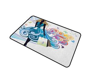 3mk Shirlyhome Felpudo Para puerta Con diseĂao de Perro contemporĂAneo, Estilo moderno, efecto de Patchwork Con colorido diseĂao Retro de composiciĂln Multicolor, Multi 11, 15"x24"