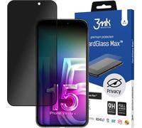 3mk Verre trempé Verre de protection pour iPhone 15 Pro avec cadre noir